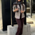 کت لینن زنانه موکا برای مهمانی