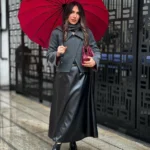 نمای پشت کت زنانه طوسی گلاره جواهرزاده