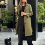 جزئیات بارونی زنانه سبز با پارچه کتان زارا
