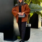 جزئیات کت زنانه شتری Barana گلاره جواهرزاده